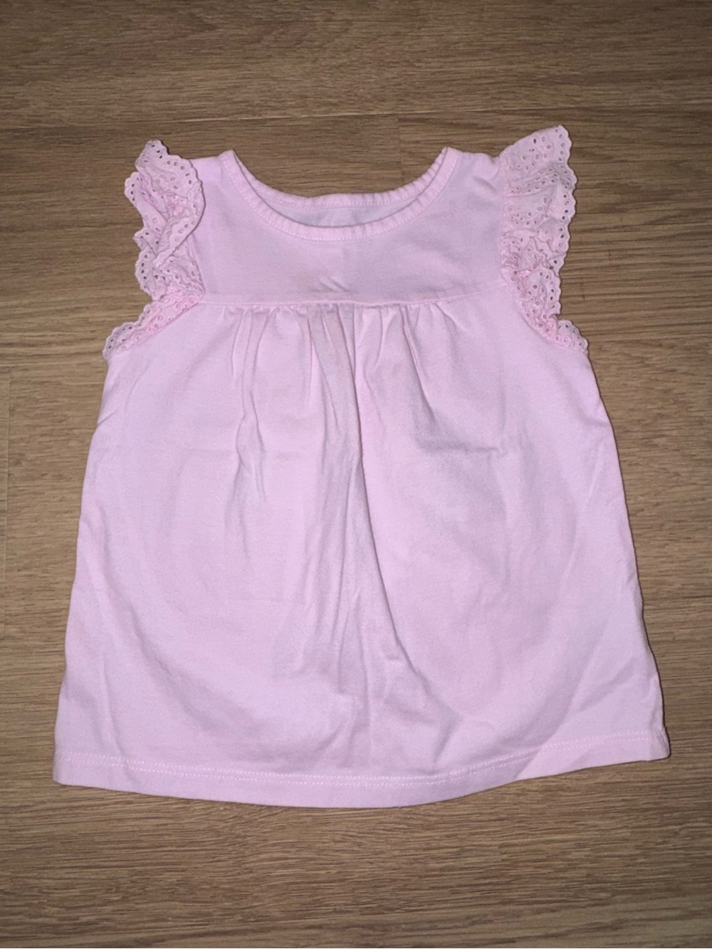 Cat & Jack Light Pink Eyelet Flutter Sleeve Tank Top